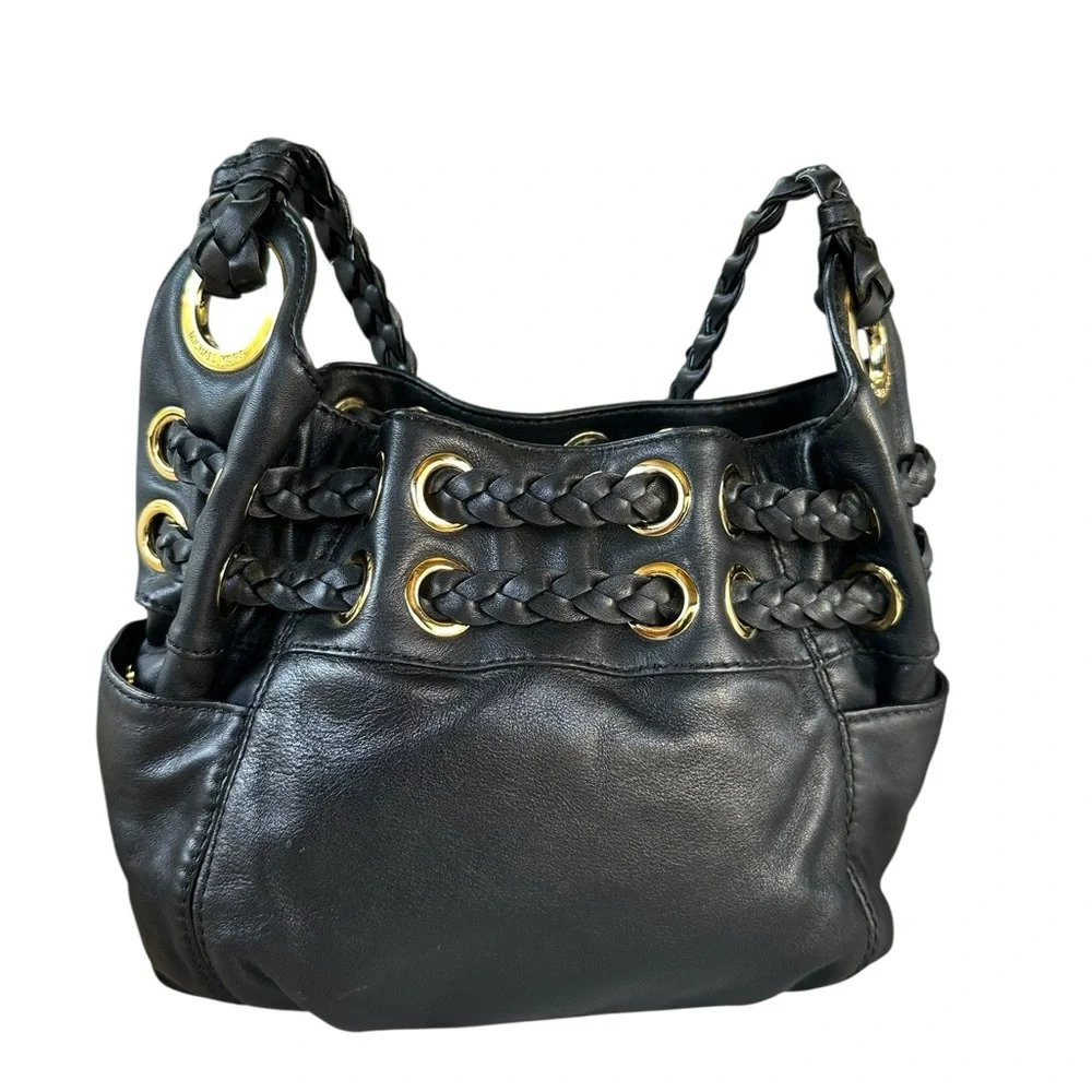 Michael Kors Black Shoulder Bag with Gold Details - Picture 2 of 9